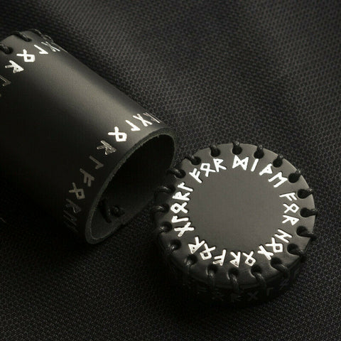 Runic Black Leather Dice Cup Roleplaying Table Games Q-Workshop Rpg Dnd NEW