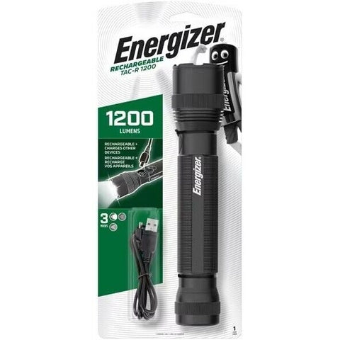 Energizer Flashlight Rechargeable Tac-R 1200 Lumens USb 3 Modes Durable Aluminum