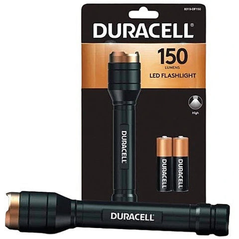 Duracell 150 Lumens Aluminum Flashlight + 2 Aa Batteries Included Compact