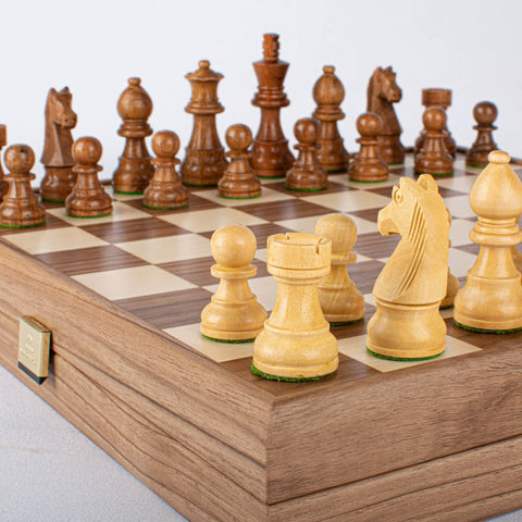 Walnut Chess set 35x35cm with Weighted Staunton Chessmen Manopoulos