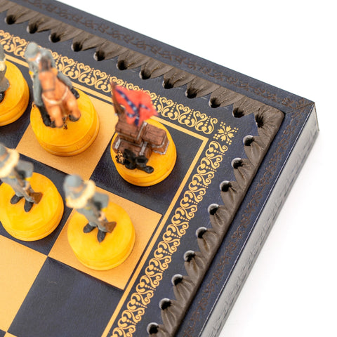 Italfama Civil War Hand-Painted Resin Chess Set with Checkers & Backgammon