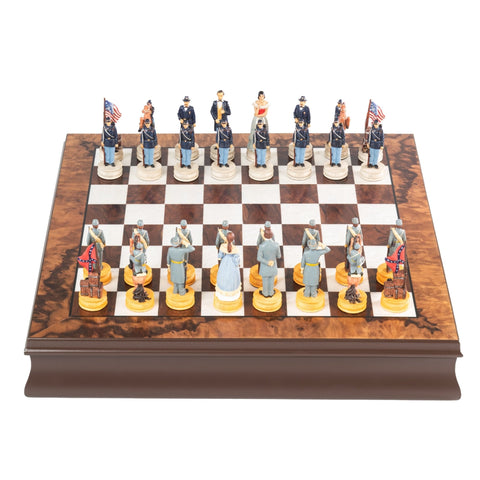 Italfama Civil War Hand-Painted Chess Set, Wooden Board & Box, 40x40cm, 8cm King
