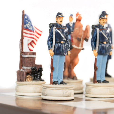 Italfama Civil War Hand-Painted Chess Set, Wooden Board & Box, 40x40cm, 8cm King
