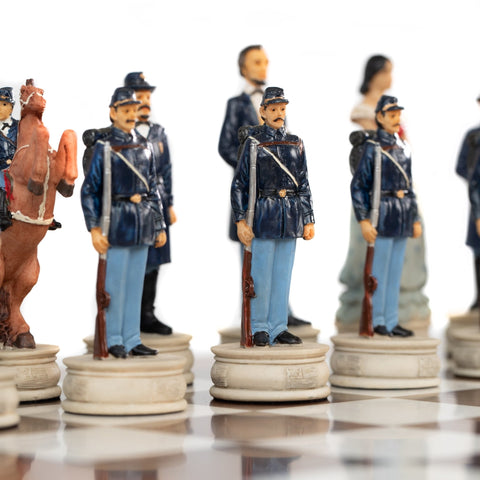 Italfama Civil War Hand-Painted Chess Set, Wooden Board & Box, 40x40cm, 8cm King