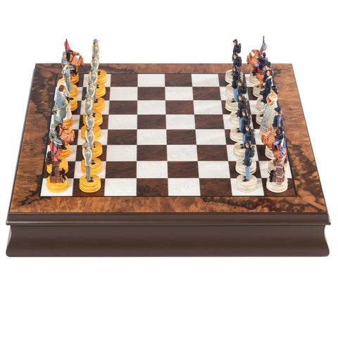 Italfama Civil War Hand-Painted Chess Set, Wooden Board & Box, 40x40cm, 8cm King