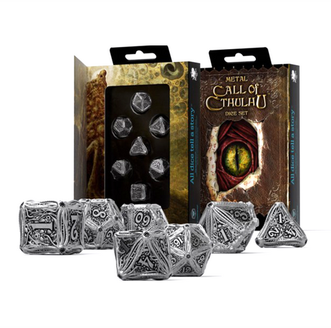 Metal Call Of Cthulhu Dice Set Rpg Playing Games Q-Workshop Polyhedral Metal NEW