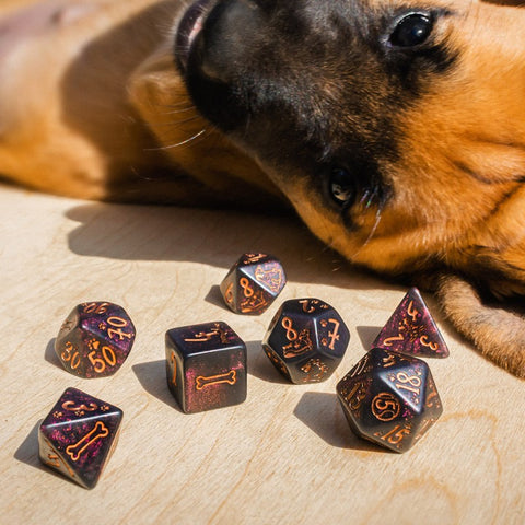 Dogs Dice Set: Luna Modern Black Dog Lovers Role Playing Games Q-Workshop NEW
