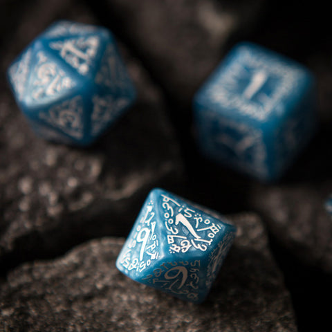 Elvish Dice Set Glacier And White Role Playing Games Q-Workshop Dnd Rpg Blue NEW