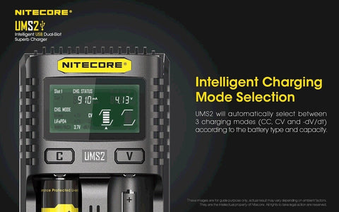 Nitecore Ums2 Intelligent USb Superb Charger Rechargeable Battery Li-Ion/Nimh