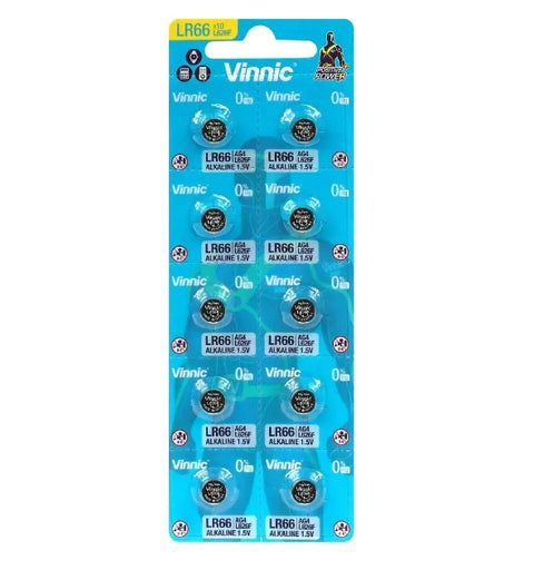 10 Vinnic Alkaline Batteries L626 G4 Lr66 376 1.5V No Mercury NEW