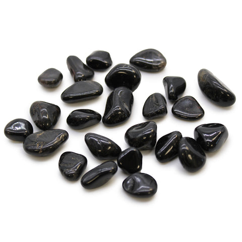 24 Small African Tumble Stones Black Onyx Gemstones Amulet Ancient Wisdom NEW