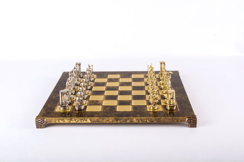 Minoan Warrior Chess Set Gold & Silver Chessmen Board 36Cm Manopoulos S8Bro