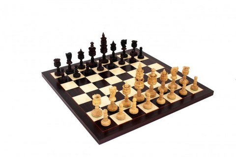 Italfama Hand-Carved Mahogany Chess Set with Board, Made in Italy, 39.5cm