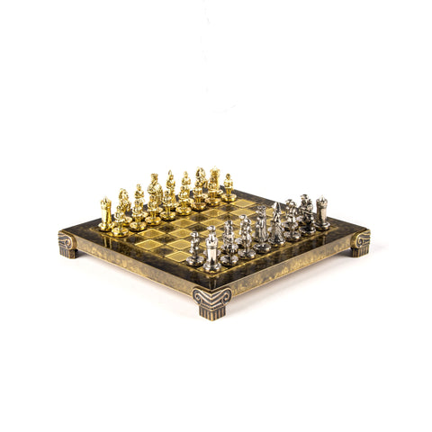 Byzantine Empire Metal Chess Set Gold & Silver Chessmen 20Cm Manopoulos S1Bro