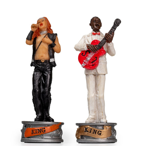 Italfama Hand-Painted Jazz vs Rock Chess Set, Checkers & Backgammon, Italy