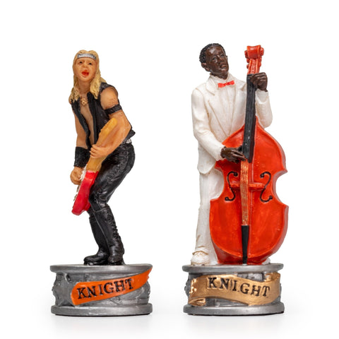 Italfama Hand-Painted Jazz vs Rock Chess Set, Checkers & Backgammon, Italy