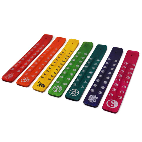 Assorted Colours & Designs Wooden Incense Holders Ancient Wisdom (random color)