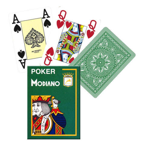 Modiano Poker Playing Cards Deck Dark Green 4 Jumbo Large Index Plastic NEW