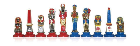 Egyptian Metal Chess Set, Yew Wood 42cm Board, Italfama Made in Italy