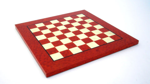 Italfama Egyptian Metal Chess Set, Red Yew Wood 51cm Board, Handmade Italy