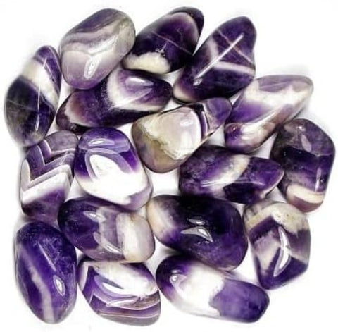 24 Medium Tumble Stones - Amethyst Banded M Gemstones Amulet Ancient Wisdom NEW