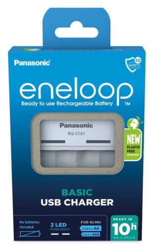Panasonic Eneloop USb Basic Charger Bq-Cc61 For Aa Aaa Batteries Cable NEW
