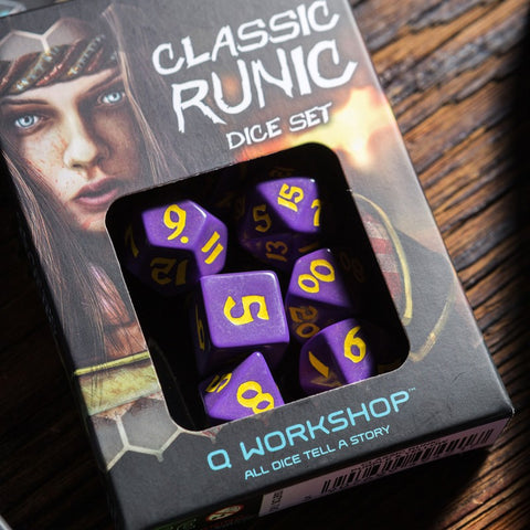 Classic Runic Purple And Yellow Dice Set Story Role Playing Games Q-Workshop NEW