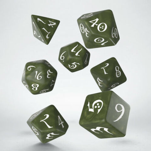 Classic Rpg Dice Set Olive And White Story Role Playing Games Q-Workshop Dnd NEW