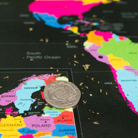 7 Wonders Scratch World Map Travel Tracker Journal Wall Poster Personalized NEW