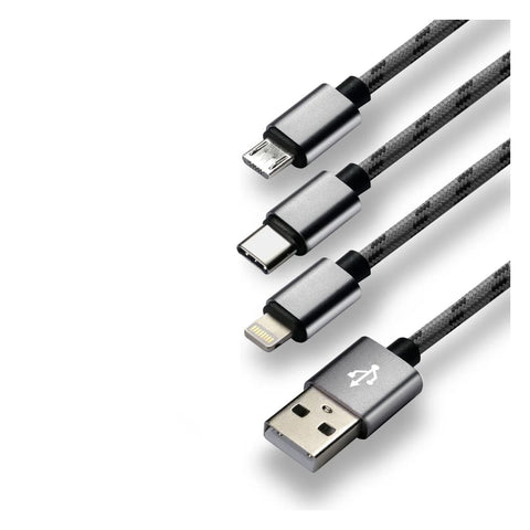 EverActive 3-in-1 USB Cable USB-C Lightning Micro 1.2m