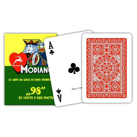 Modiano 98 Poker Red Back Playing Cards Deck Poker Size Made In Italy 300252