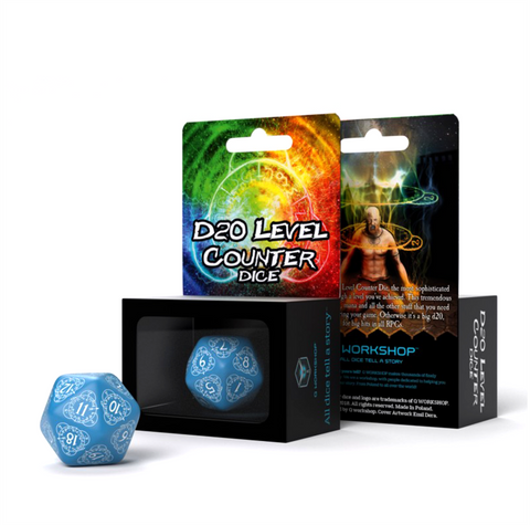 D20 Level Counter Dice Blue And White All Dice Tell A Story 30Mm Q-Workshop NEW