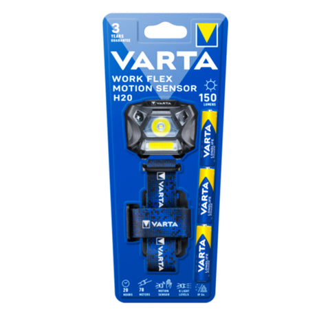Varta Led Headlight Work Flex Motion Sensor H20 Batteries Included Aaa Black NEW