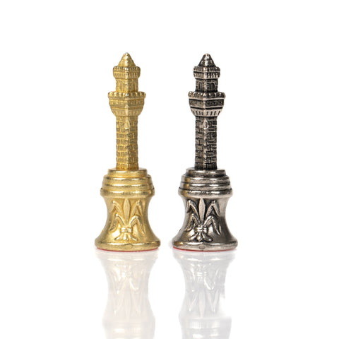 Italfama Florentine Metal Chess Set, Gold/Silver, Wooden Board, Handcrafted