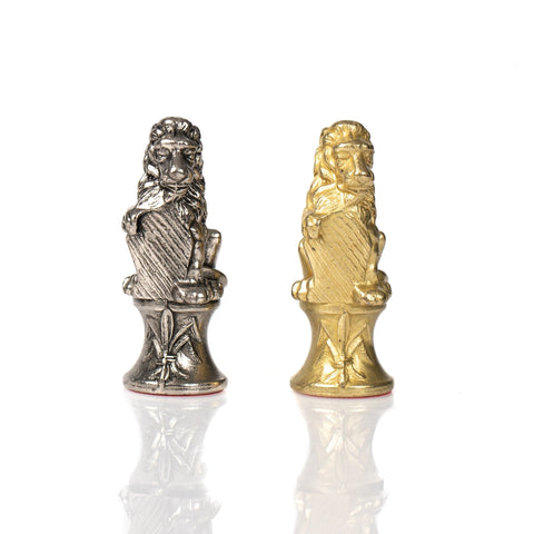 Italfama Florentine Metal Chess Set, Gold/Silver, Wooden Board, Handcrafted