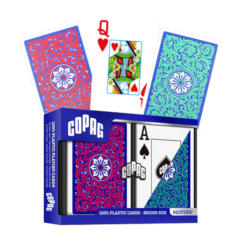 Copag Neoteric Bridge Size Playing Cards Double Deck Jumbo Index Red/Green 027-5