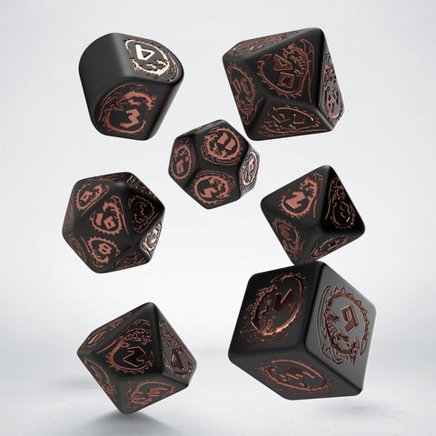Dragons Rpg Dice Set Black And Copper Role Games Q-Workshop Dnd Modern D4 NEW