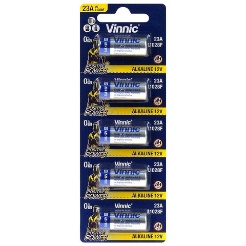 5 Vinnic Alkaline High Voltage Batteries 23A L1028F Mn21 12V Exp 2028 5Bl