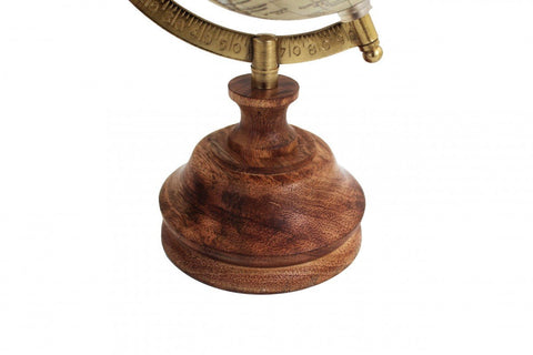 Italfama Desktop Globe, Brown Map, Wooden Base, 26cm, 12cm Dia, Made in Italy
