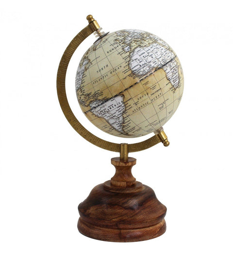 Italfama Desktop Globe, Brown Map, Wooden Base, 30cm, 15cm Dia, Made in Italy