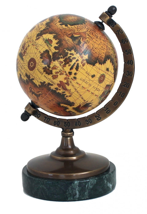 Vintage World Globe with Marble Base, 17 cm Desk Decor, Made in Italy Italfama
