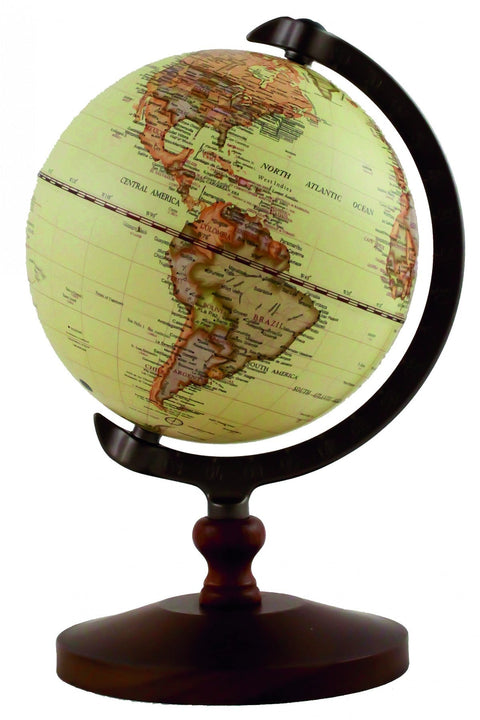 Italfama 22cm Desktop World Globe, Modern Map, Wooden Base, Made in Italy