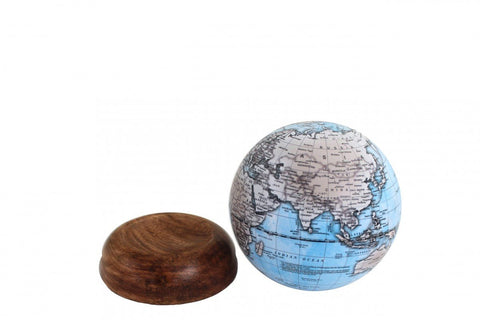 Italfama Desktop Globe World Map, 15cm Diameter, Removable Wooden Base, Italy
