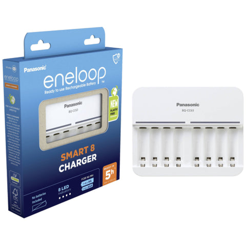 Panasonic Eneloop 8 Cells Charger Bq-Cc63 For Aaa Aa Batteries Auto Voltage NEW