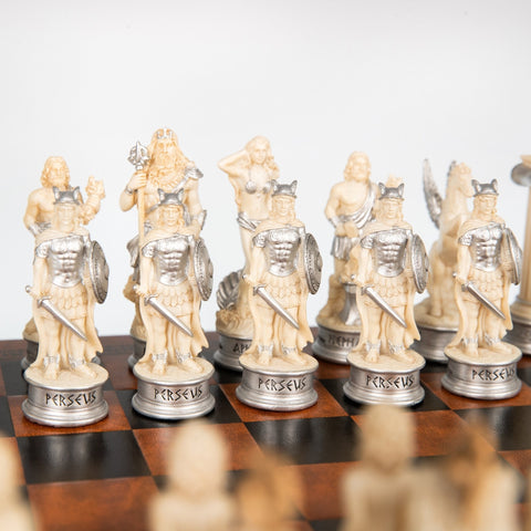 Italfama Greek Mythology Hand-Painted Chess Set with Leatherette Board 33cm