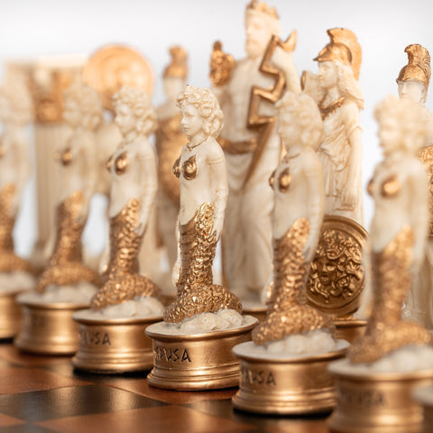 Italfama Greek Mythology Hand-Painted Chess Set with Leatherette Board 33cm