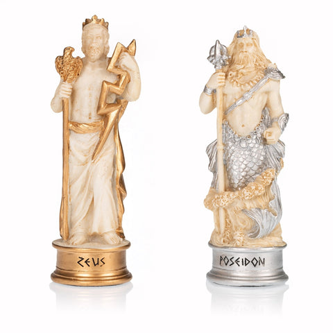 Italfama Greek Mythology Hand-Painted Chess Set with Leatherette Board 33cm