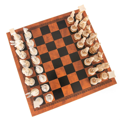 Italfama Greek Mythology Hand-Painted Chess Set with Leatherette Board 33cm