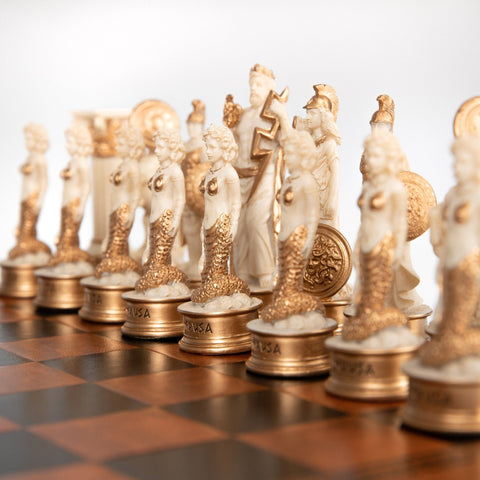 Italfama Greek Mythology Hand-Painted Chess Set with Leatherette Board 33cm