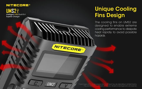 Nitecore Ums2 Intelligent USb Superb Charger Rechargeable Battery Li-Ion/Nimh